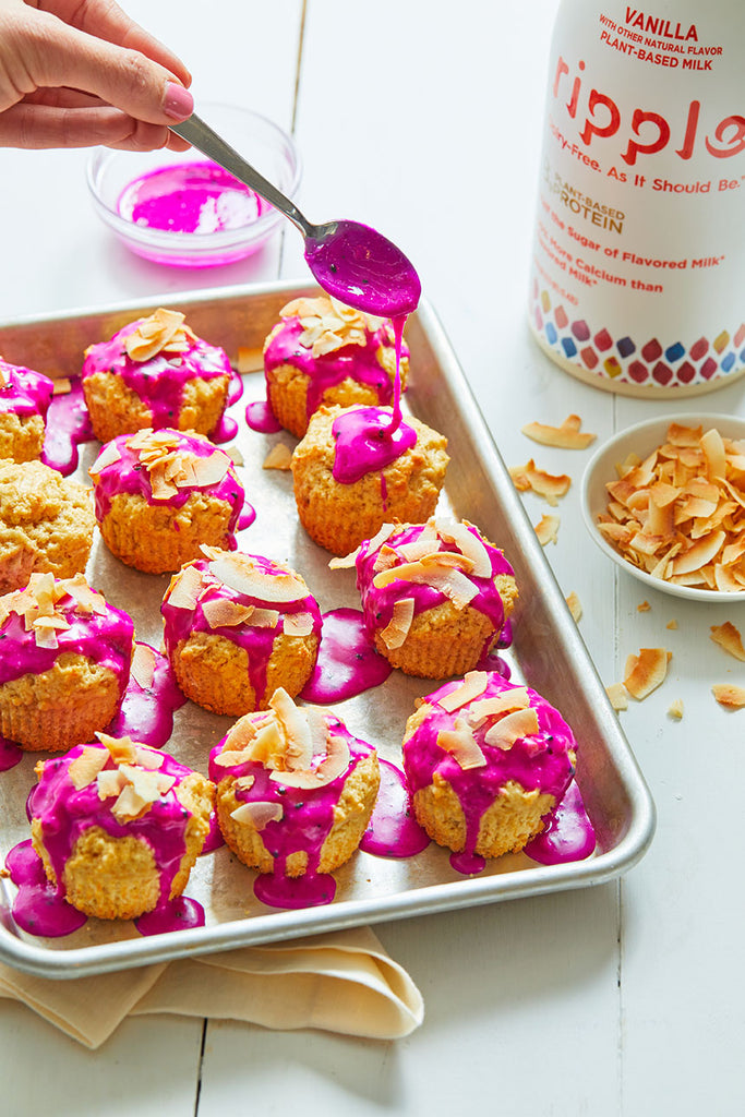 Coconut Muffins with Dragon Fruit Glaze