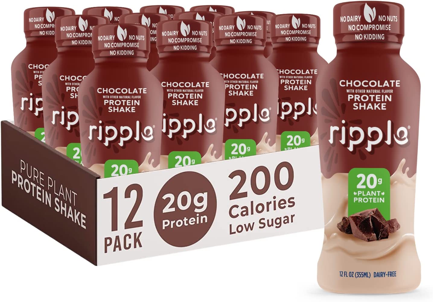 Ripple Chocolate Plant-Based Protein Shake (12-Pack)
