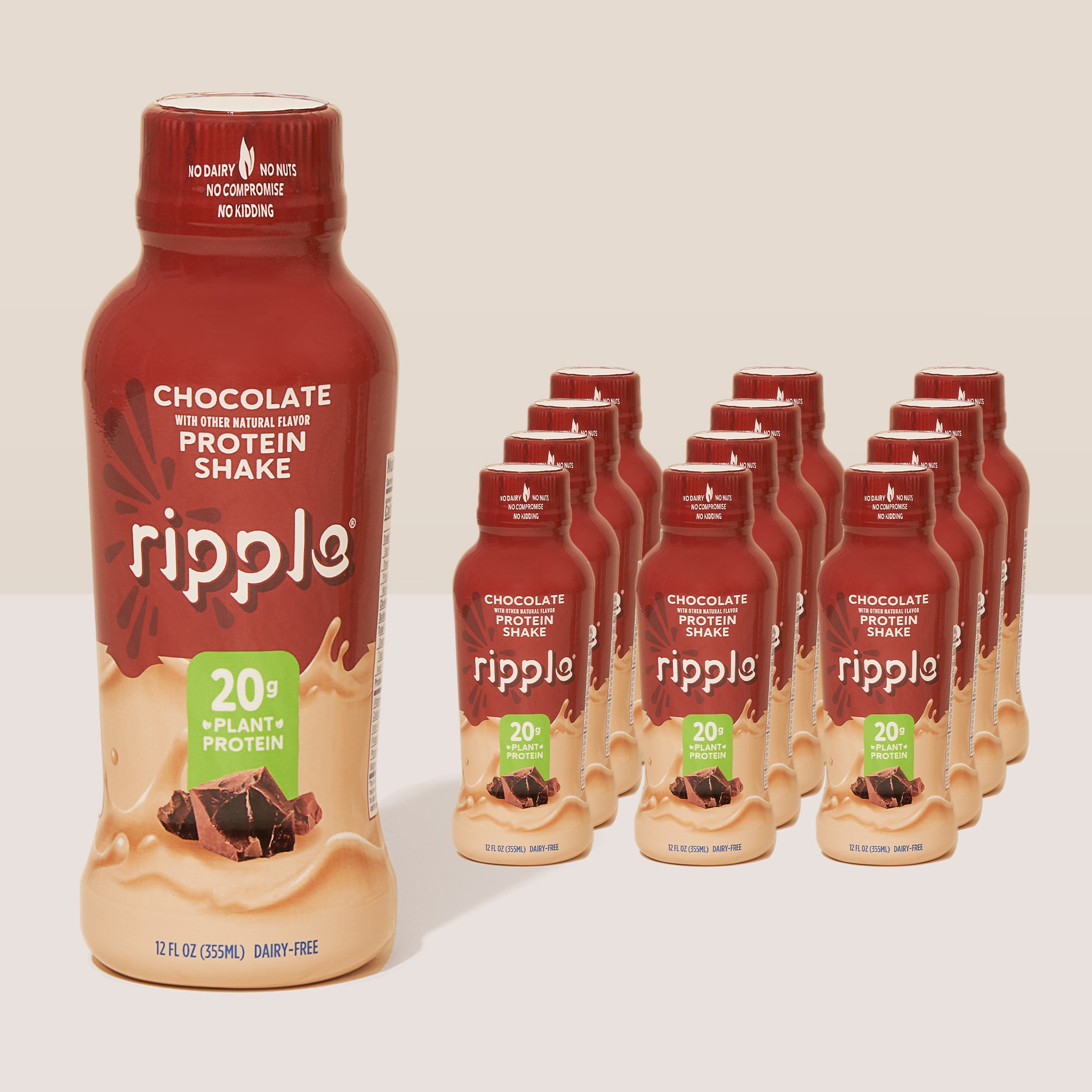 Ripple Chocolate Plant-Based Protein Shake (12-Pack)